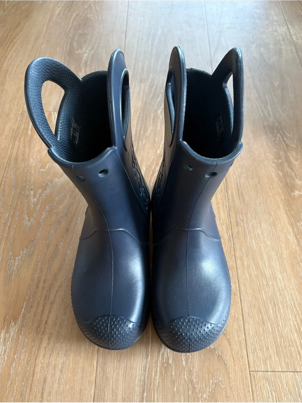 CROCS Kids' Navy Pull-On Handle Rain Boots Sz 3